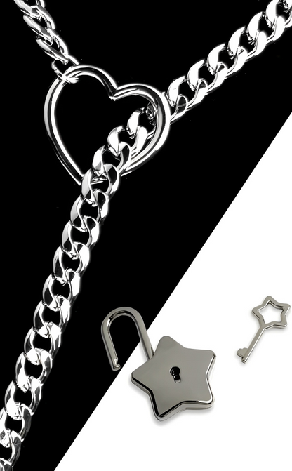 LoveChains™ -  Heart-Star Lock & Key Slip Chain